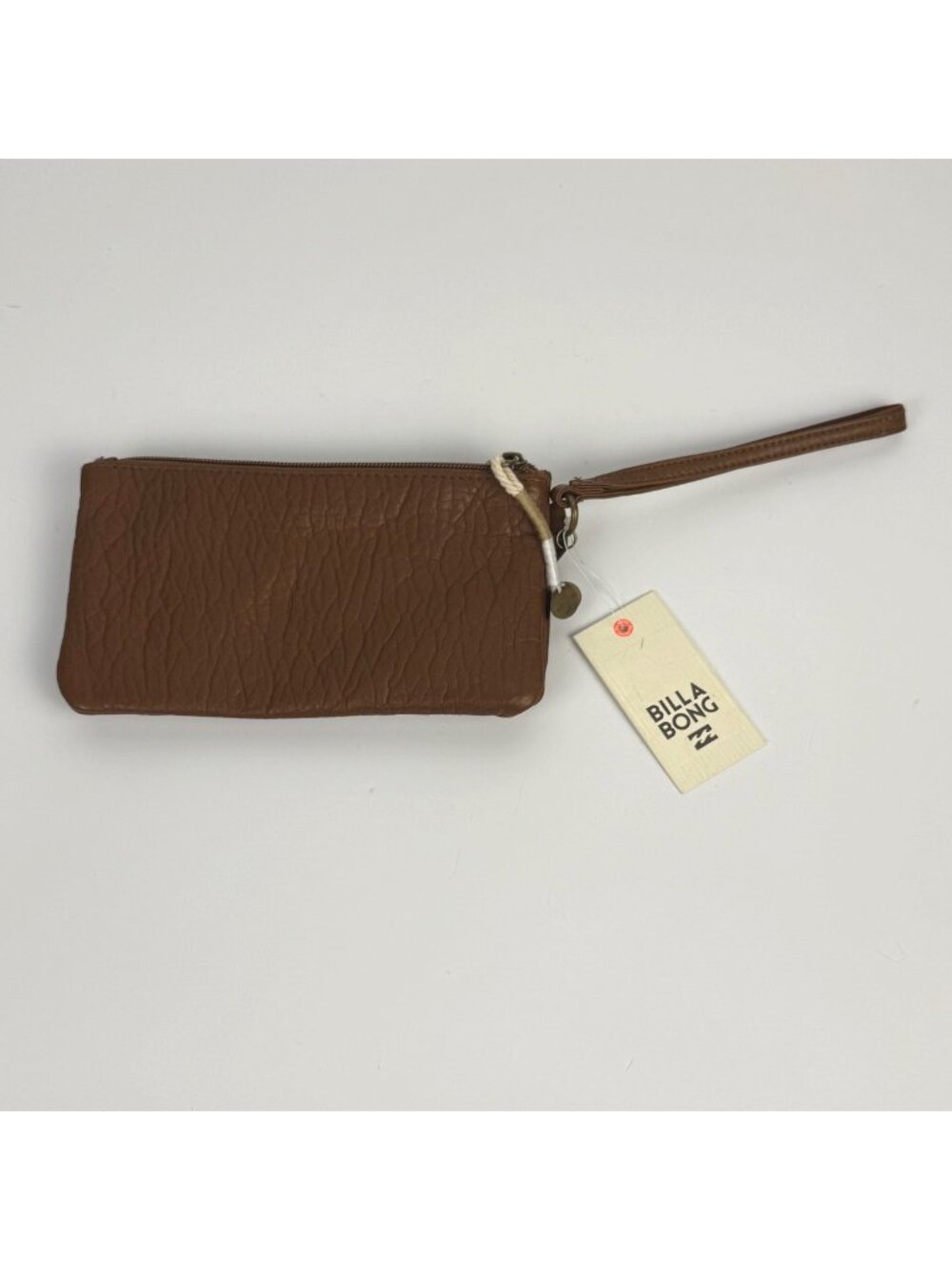 Billabong Brown Textured Faux-Leather Wristlet Clutch Wallet